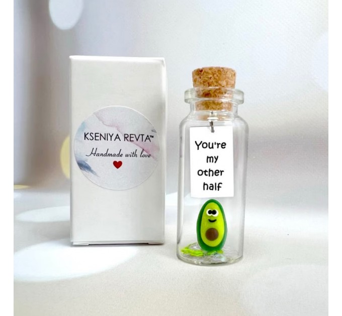 1st anniversary couples gift, Avocado with message in bottle, personalized girlfriend gift romantic gifts him, best gifts for him