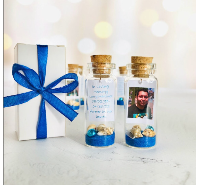 Celebration of life photo favors for guests, Personalized condolence guests gifts, Funeral remembrances in Bulk, Nautical gifts for Grief