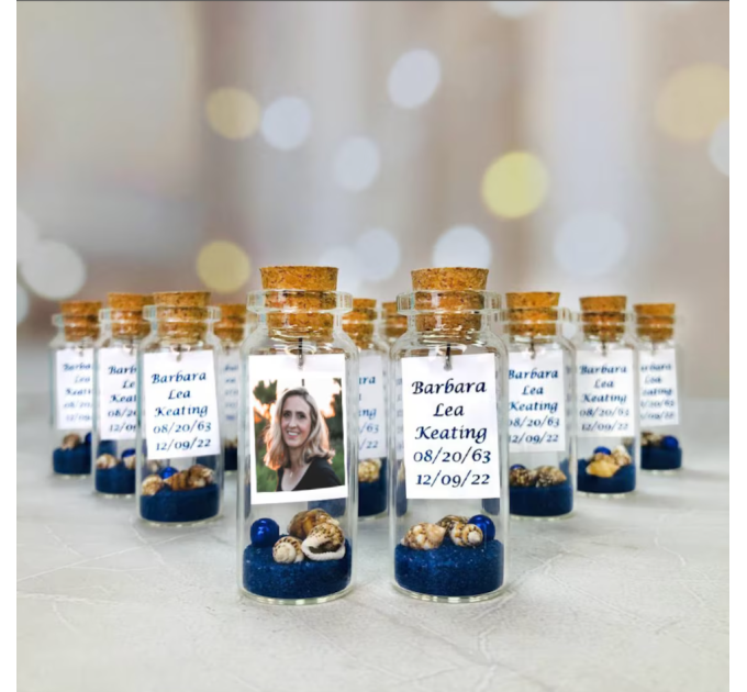 Personalized funeral favors with Photo, Loss of brother memorial gifts for guests, Celebration of life Grief favors in Bulk, Sand in Bottle