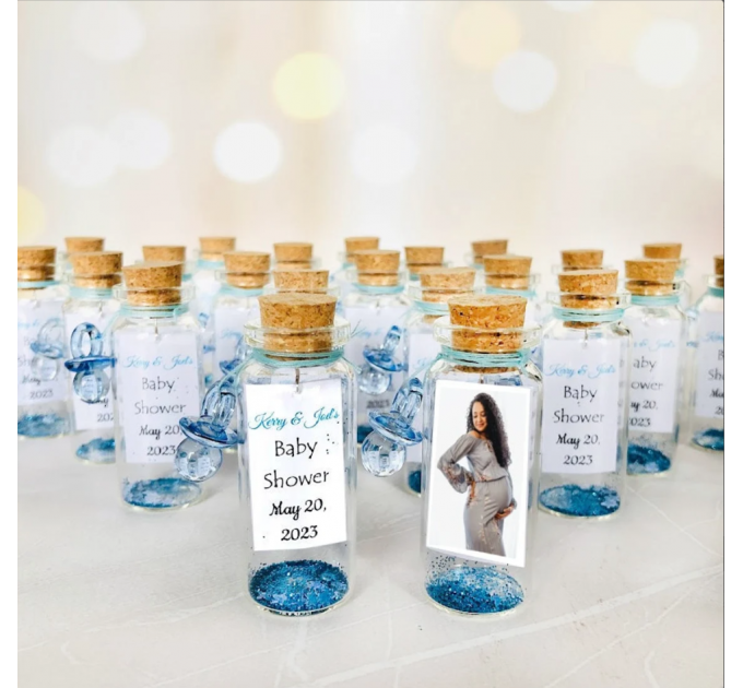 Baby Shower Favors for Guests, Personalized Baby Favors, A Baby is Brewing, Message in a bottle with photo, Girl Baby Shower