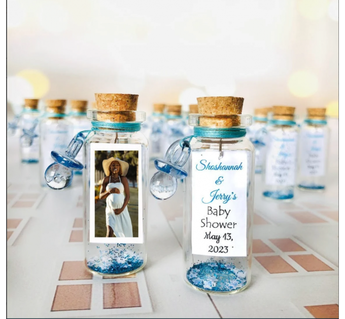 Baby Shower Favors for Guests, Personalized Baby Favors, A Baby is Brewing, Message in a bottle with photo, Girl Baby Shower