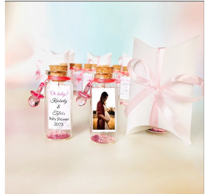 Baby Shower Favors for Guests, Personalized Baby Favors, A Baby is Brewing, Message in a bottle with photo, Girl Baby Shower