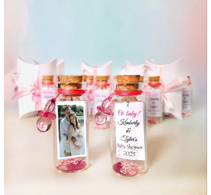 Baby Shower Favors for Guests, Personalized Baby Favors, A Baby is Brewing, Message in a bottle with photo, Girl Baby Shower