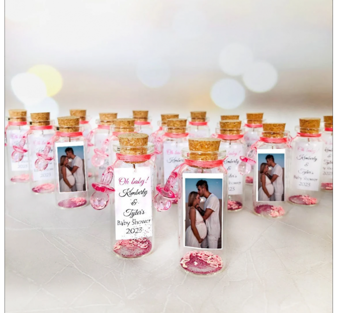 Baby Shower Favors for Guests, Personalized Baby Favors, A Baby is Brewing, Message in a bottle with photo, Girl Baby Shower