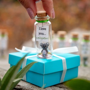 Miniature Koala I love you Gift for Girlfriend or Boyfriend, Soulmate valentines day Animal Gift, Kawaii Koala Bear with message in a bottle