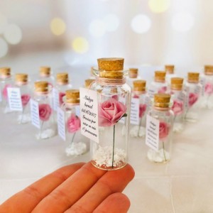 Sweet 16th party favors, Rose dome belle favors, personalized quinceanera favors, sweet sixteen message in a bottle, party favors for guests