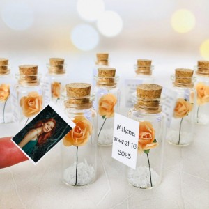 15 birthday favors for guests, Set of 10 roses in jars for quince party, wholesale quinceanera favors, bulk party favors for quinces